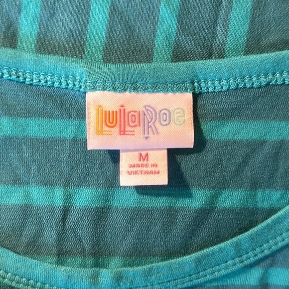 LuLaRoe Women’s Julia Dress/Size: Medium/Color: Green-Green Striped (NWT) - Picture 3 of 10